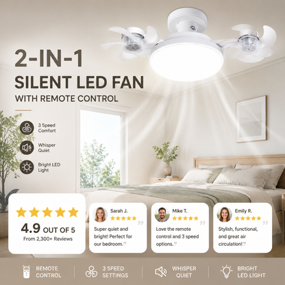 🌀New E27 Socket Ceiling Fan Light – 2‑in‑1 Silent LED Fan with Remote Control, Energy‑Saving Cooling & Lighting Combo for Home Bedroom