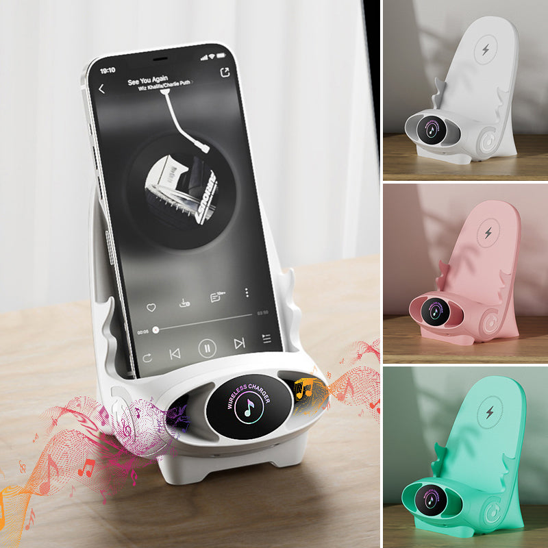 🪑 50% OFF NOW! 📱 Mini Chair Phone Holder with Wireless Charger - 15W Fast Charging, Adjustable Viewing Angles for Desk/Car/Home Use ⚡✨